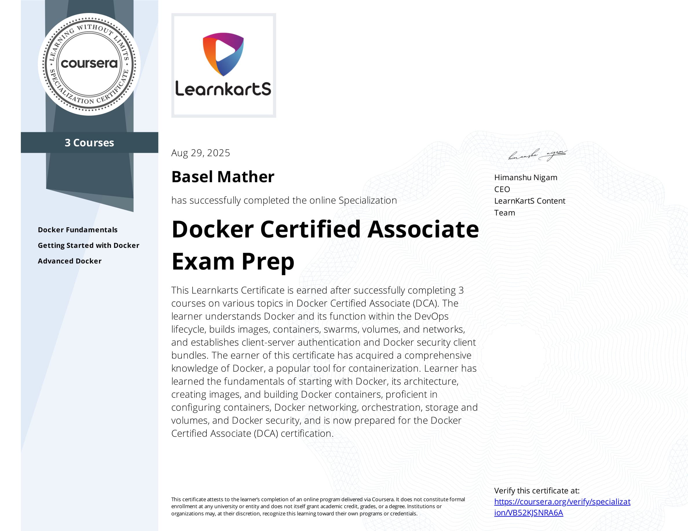 Docker Certified Associate Exam Prep Specialization